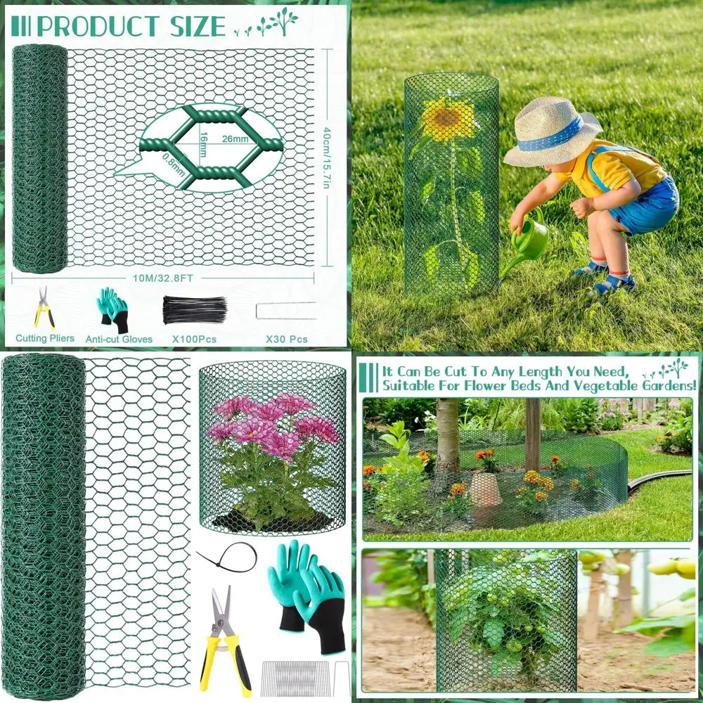 

Outdoor Plant Cages - Animal Protection Wire Cloches with Ground Stakes and Nylon Ties