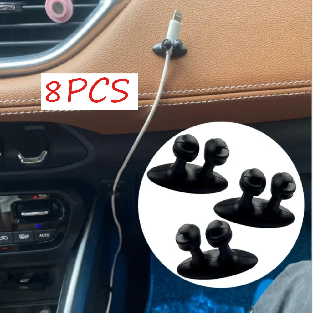 8PCS Car Dashboard Mobile Charging Cable Manager Hook Earphone Cable Manager Lock Clamp