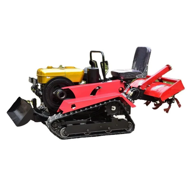 2025년형 크롤러 탑승식 마이크로 경운기 소형 농장용 로터리 경운기 시트 장착 디젤 경운기