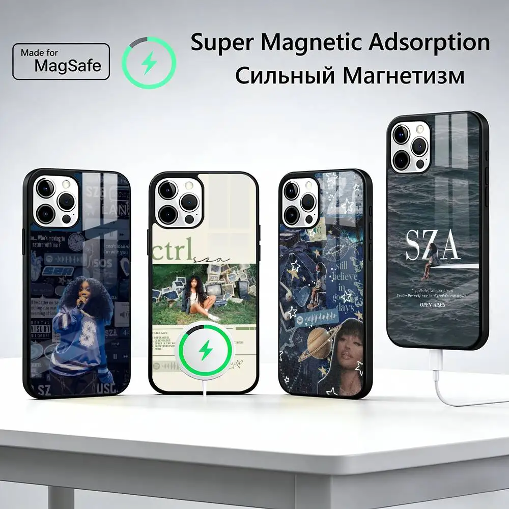 

Fashion Singer For S-SZA For Magsafe Phone Case for iPhone 17 16 15 14 13 12 11 Series Wireless Charging