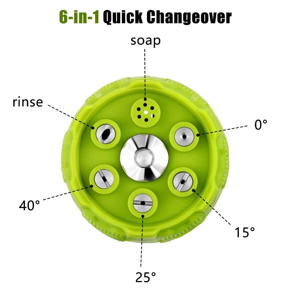 New 6in1 Pressure Washer Nozzle 1/4Inch Multifunctional Change-Over Nozzle Pressure Jet Quick Connect Spray Head