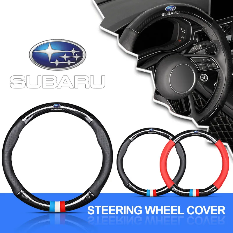 

Car Steering Wheel Cover Breathable Anti Slip Leather Steering Cover for Subaru Legacy Forester XV Outback WRX Tribeca BRZ Exiga