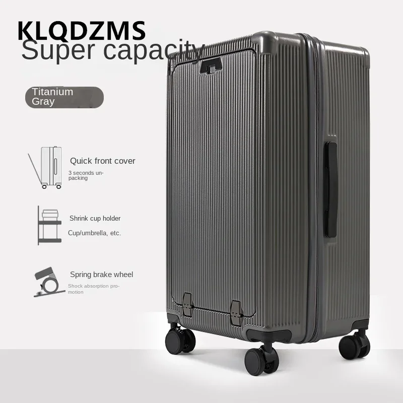 KLQDZMS Laptop Suitcase 24"26"28"30 Inch Large Capacity Trolley Case Aluminum Frame with Cup Holder with Wheels Rolling Luggage