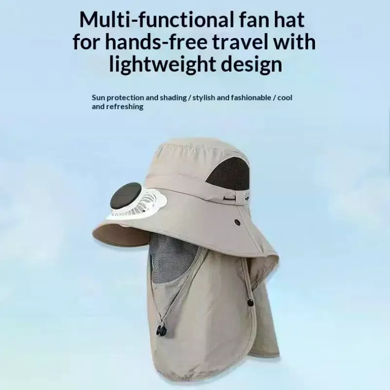 Solar Powered Dual Fan Sun Hat With Wide Brim For Outdoor Fishing Hiking Mountaineering Sun Protection Adjustable Headband