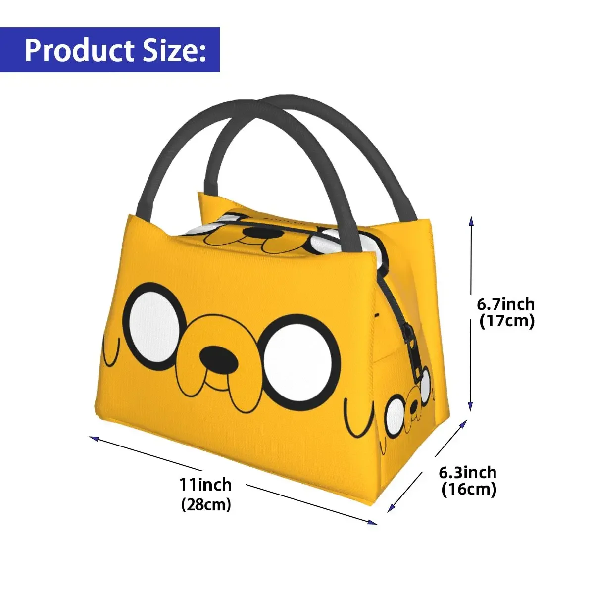 Adventure Time Jake's Eyes Lunch Bags Insulated Bento Box Portable Lunch Tote Picnic Bags Cooler Thermal Bag for Woman Travel