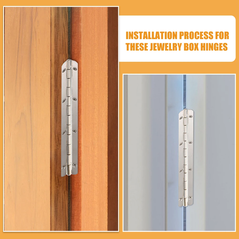 

4 Pcs Long Piano Hinges Wooden Boxes Stainless Steel Jewelry Case Metal 200x17mm Nickel Craft Project Accessories