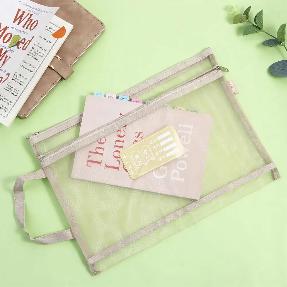 File Pocket Stationery Organizer Pouch Protective Paper A4 File Folder Bag Zipper File Pocket Document Bag Storage Handbag