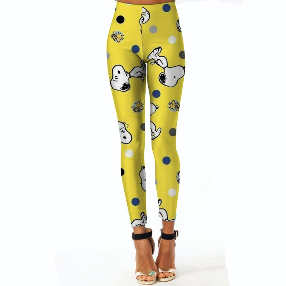 Leggings casual comodi elasticizzati slim fit da donna con stampa Snoopy primavera/estate Leggings da donna attillati rosa