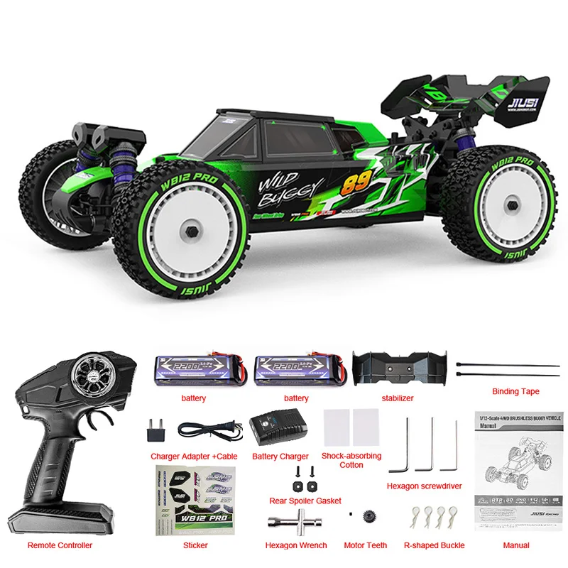 NIEUWE JIUSI 1:12 WB12 PRO 80km/u RC Auto 2.4G 4WD 3S 35A 3600KV Borstelloze Motor Hoge Snelheid Metalen Off-Road All Terrain Voertuig Raceauto RC model Speelgoed voor Volwassenen en Kinderen,