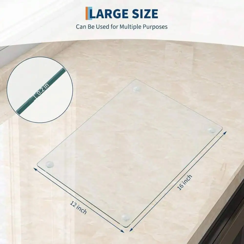 Tempered Kitchen, Clear Kitchen Board For Countertop, Non-Slip Chopping Scratch, Heat, And Shatter Resistant Glass Cutting