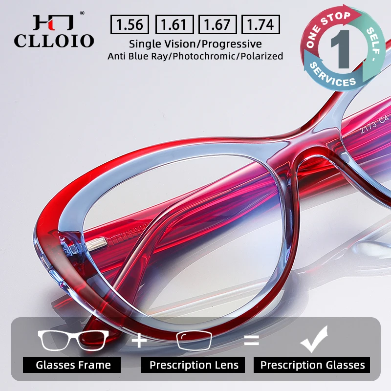

CLLOIO New Flat Light Mirror Anti Blue Light TR Glasses for Women's Leisure Reading Optical Prescription Customization Glasses