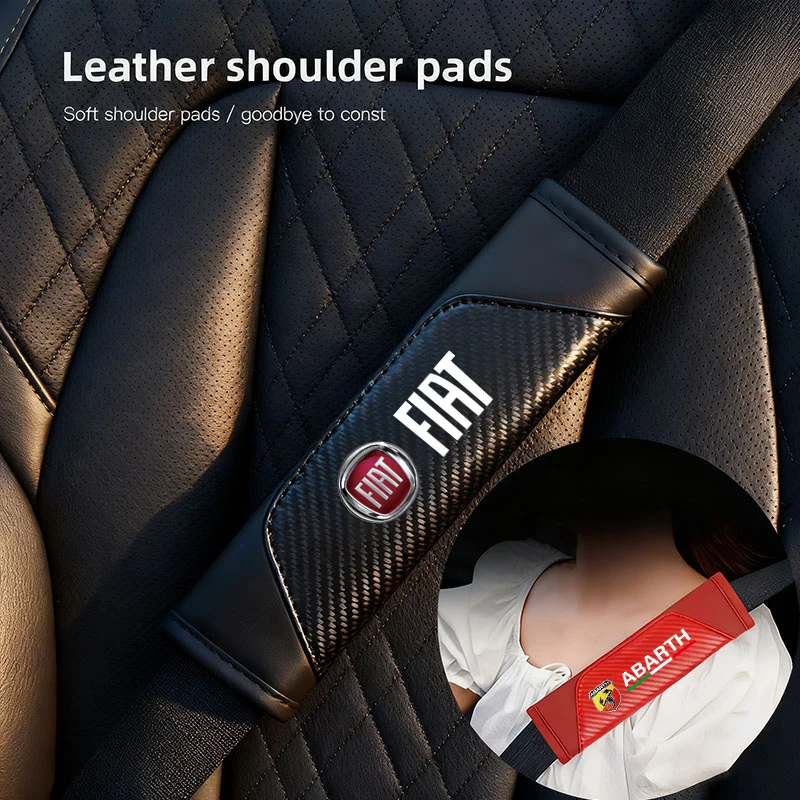 2 uds. Fundas de cuero para cinturón de seguridad de coche, accesorios para FIAT Abarth 500 Tipo FR Panda Argo Freemont Viaggio Bravo Punto