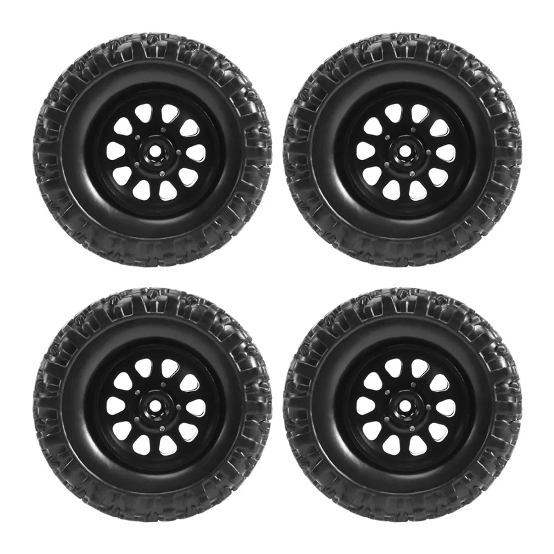

AC52-4Pcs Metal Beadlock Wheel Hub Rim And Rubber Tire Set For WPL C14 C24 B14 B24 B36 MN D90 MN99S RC Car Upgrade Parts