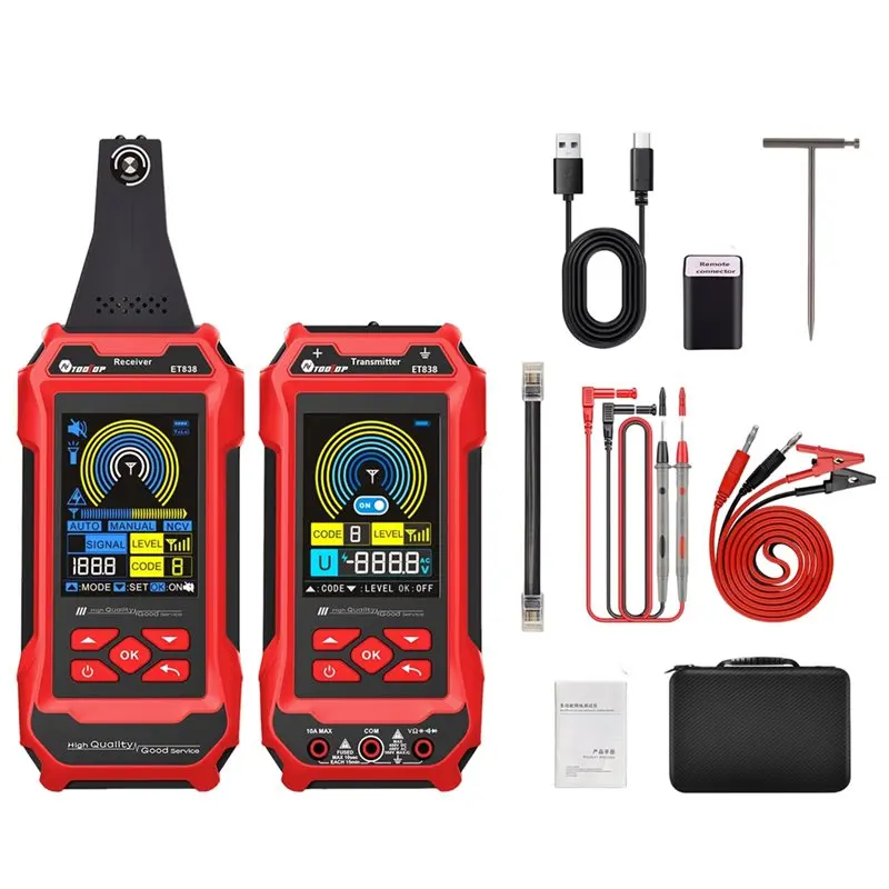TOOLTOP ET838 Network Cable Tester Underground Cable Locator Wall Wiring Locator AC DC Voltage Multimeter