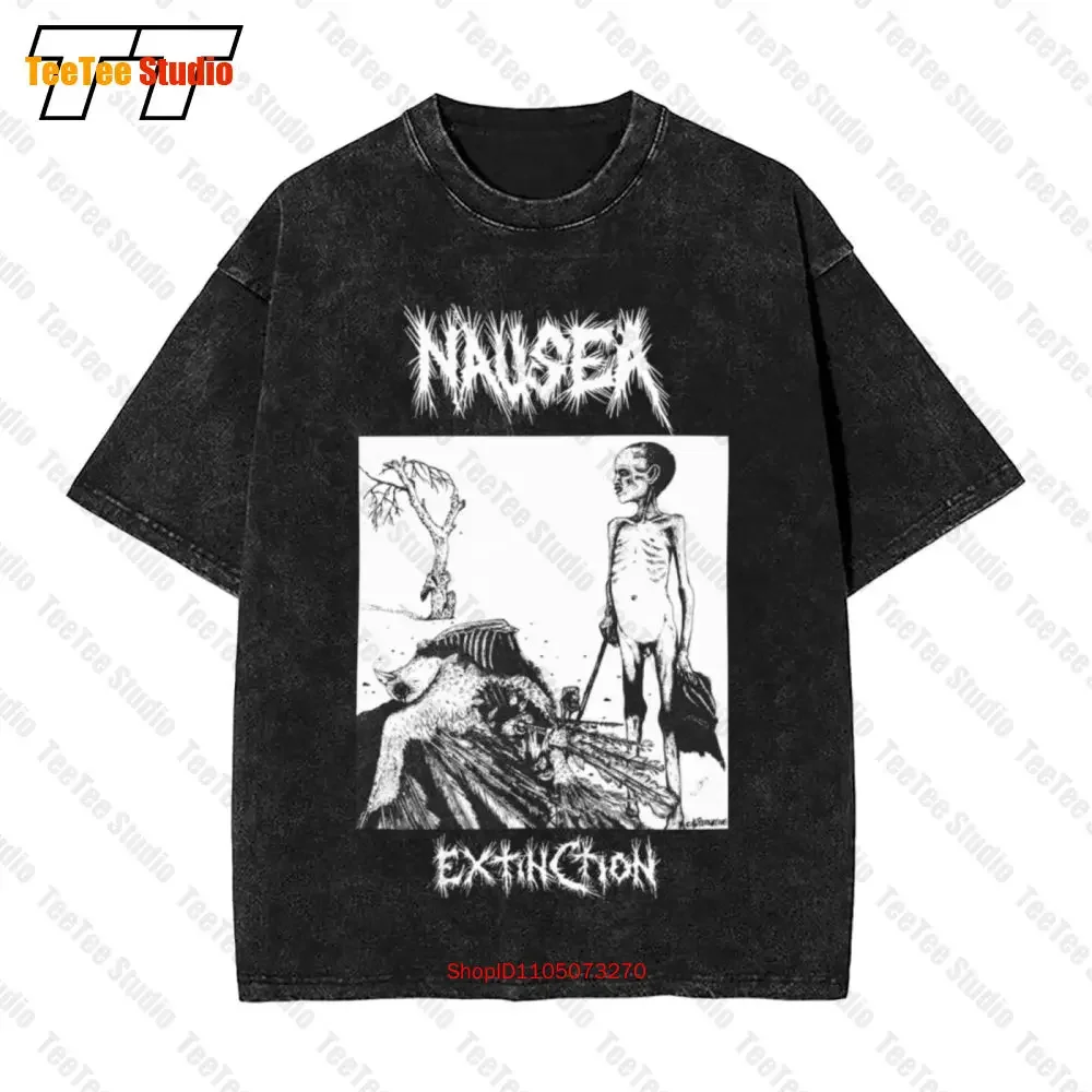 Nausea Extinction 1990 Album Cover Vintage Oversized T-Shirt FXAH