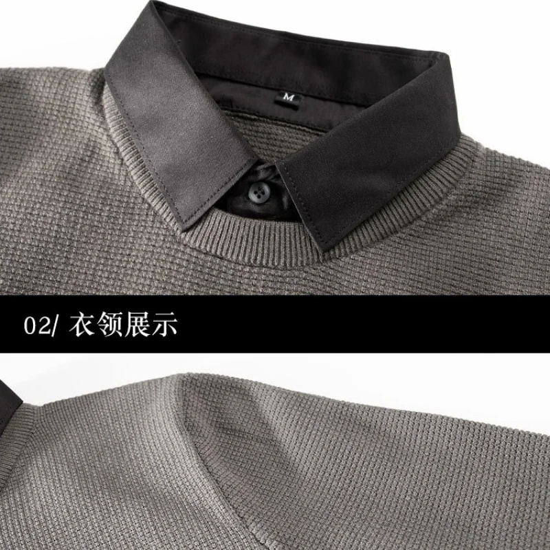 Men's Autumn & Winter New Style Layered-Look Long-Sleeve Knit Shirt