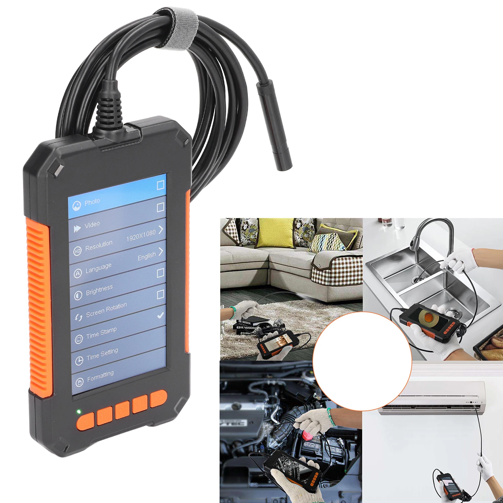 

Промышленный эндоскоп HD1080P I4.3 ''IPS-экран 8 мм USB-камера 5-500 м автомобильный бороскоп для проверки канализации IP67 водонепроницаемый