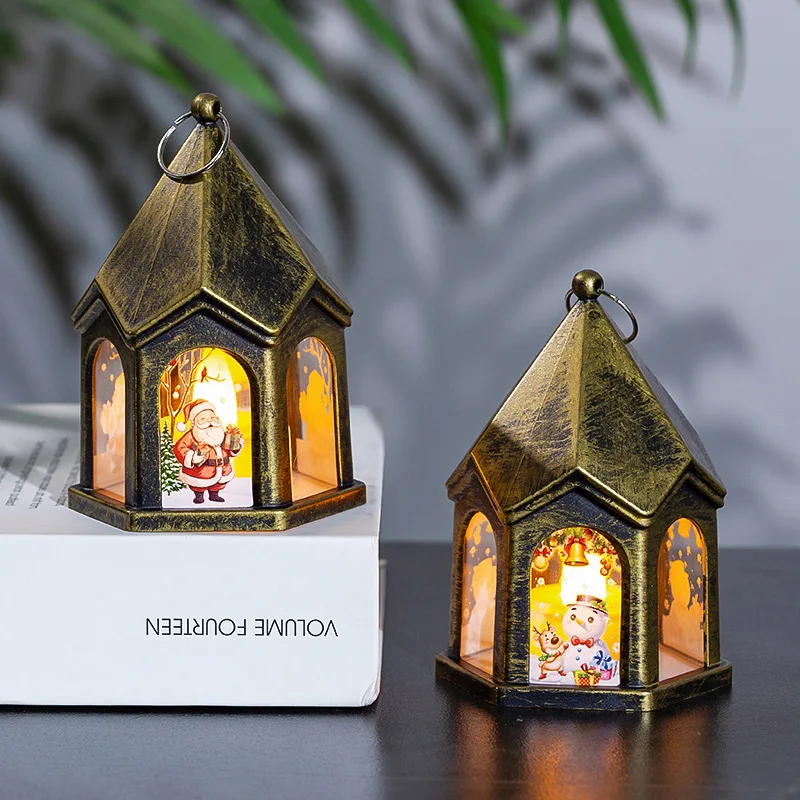 

Christmas Village House Retro Night Light Decorations Gifts Glowing Christmas Tree Ornaments Natale Home Room Tabletop Decor
