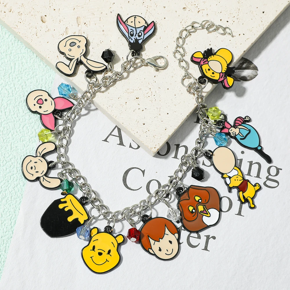 Disney Kawaii สร้อยข้อมือ Charm อะนิเมะการ์ตูนตัวอักษร Tigger & Pooh จี้สร้อยข้อมือกําไลข้อมือสําหรับเพื่อนที่ดีที่สุดเครื่องประดับอุปกรณ์เสริม