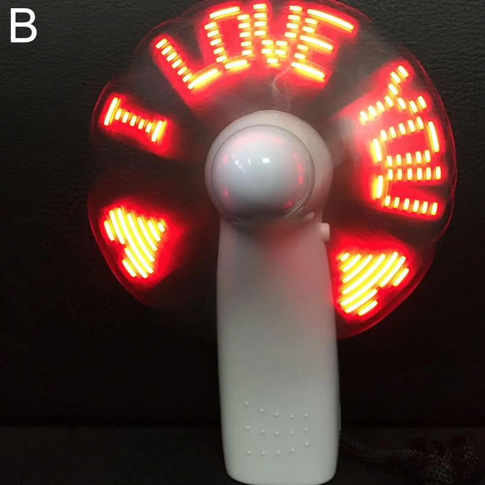 Handheld With Letters Luminous Flash Word Small Electric LED Handheld Fan Fan Light Mini Small Confession Display M1O4