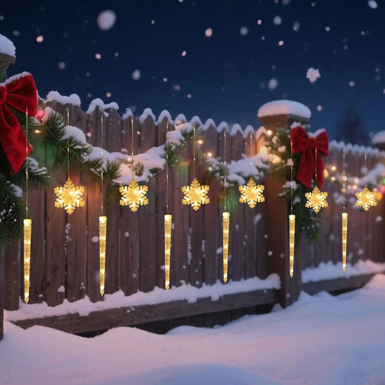 Snowflake Lights Outdoor Ice Pick Lamp Flashing With Remote LED Snowflake Lights Outdoor For Yard Balcony Porch House Indoor