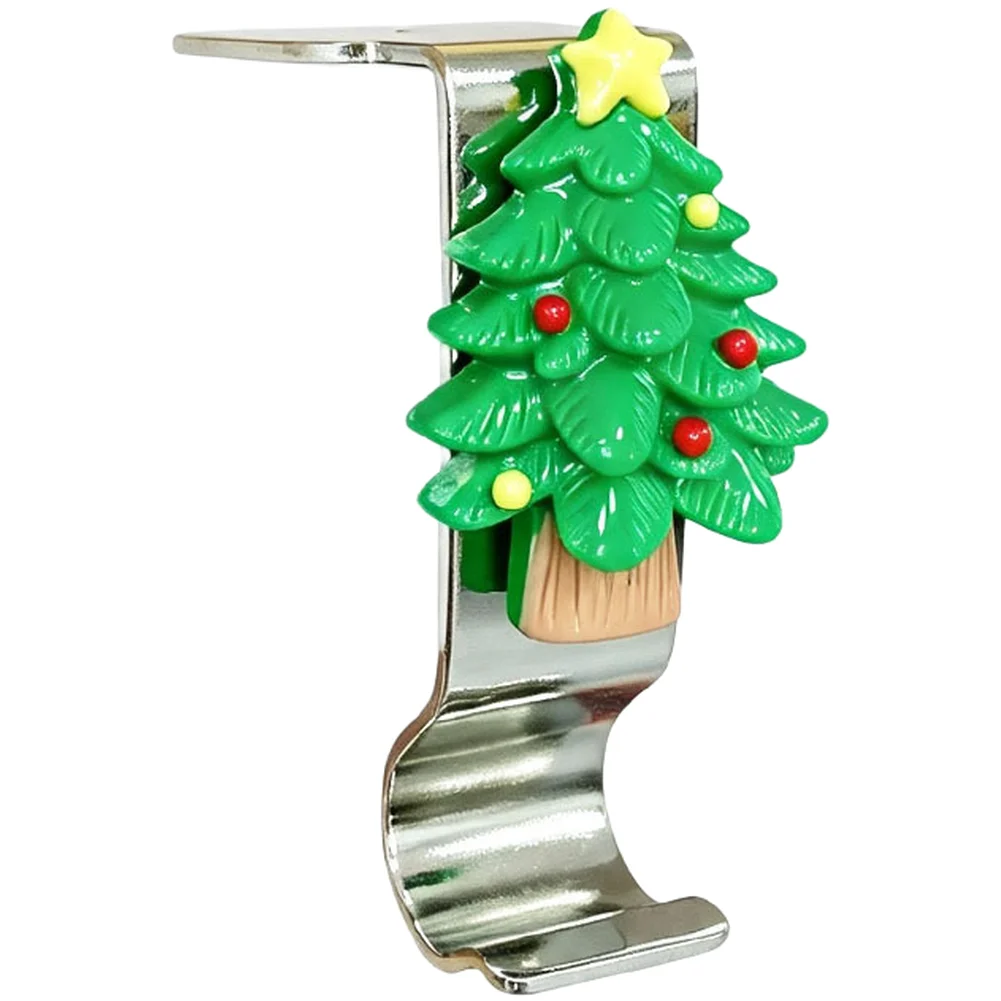 4pcs Christmas Stocking Holder Hook Metal Peel and Backing for Fireplace Mantel Wall No Damage Installation Black Silver