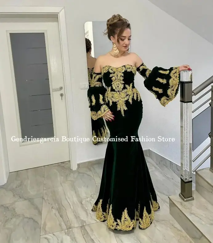 Personnalisé élégant gaine soirée noir sirène Micro manches longues arabie saoudite Occasion formelle robes de bal robe de soirée