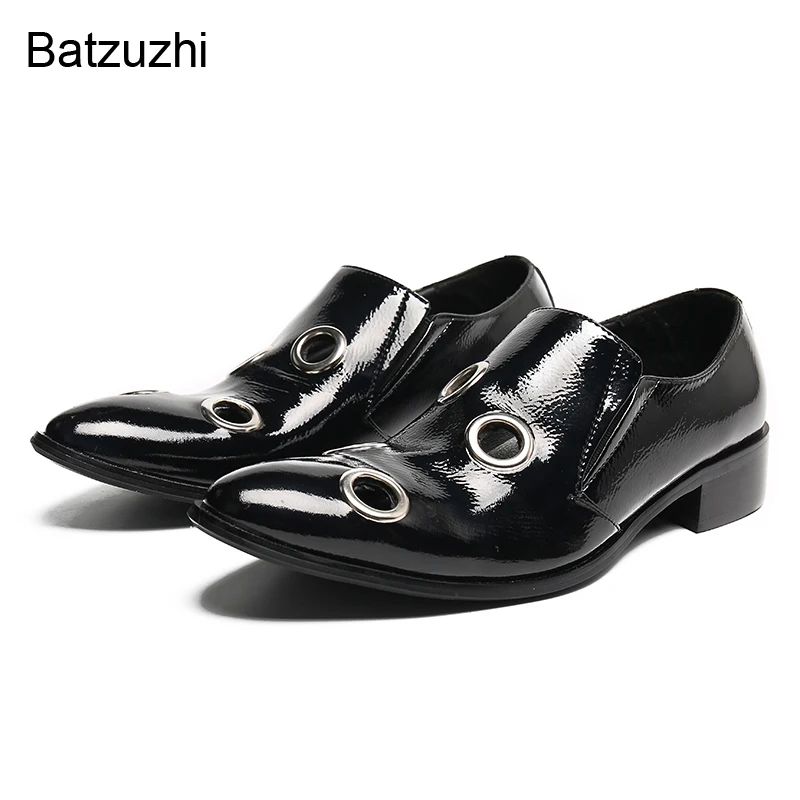 

Batzuzhi 2022 New Design Shoes Men with Fashion Holes Black Wedding and Party Genuine Leather Shoes for Men Simple Holes,EU38-46