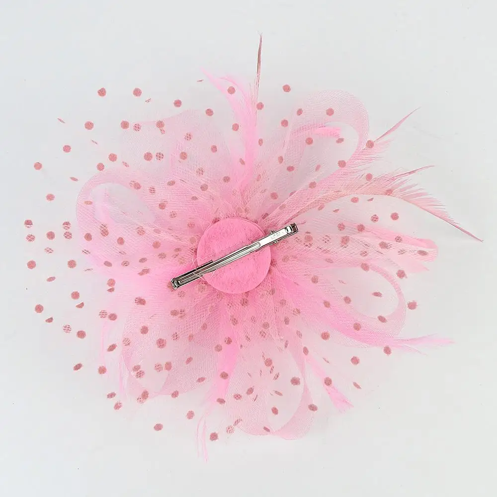 Mesh Flower Feather Headpiece & Gloves Set Cocktail Stylish Tea Party Headband Wedding Feathers Hair Clip for Women Girls