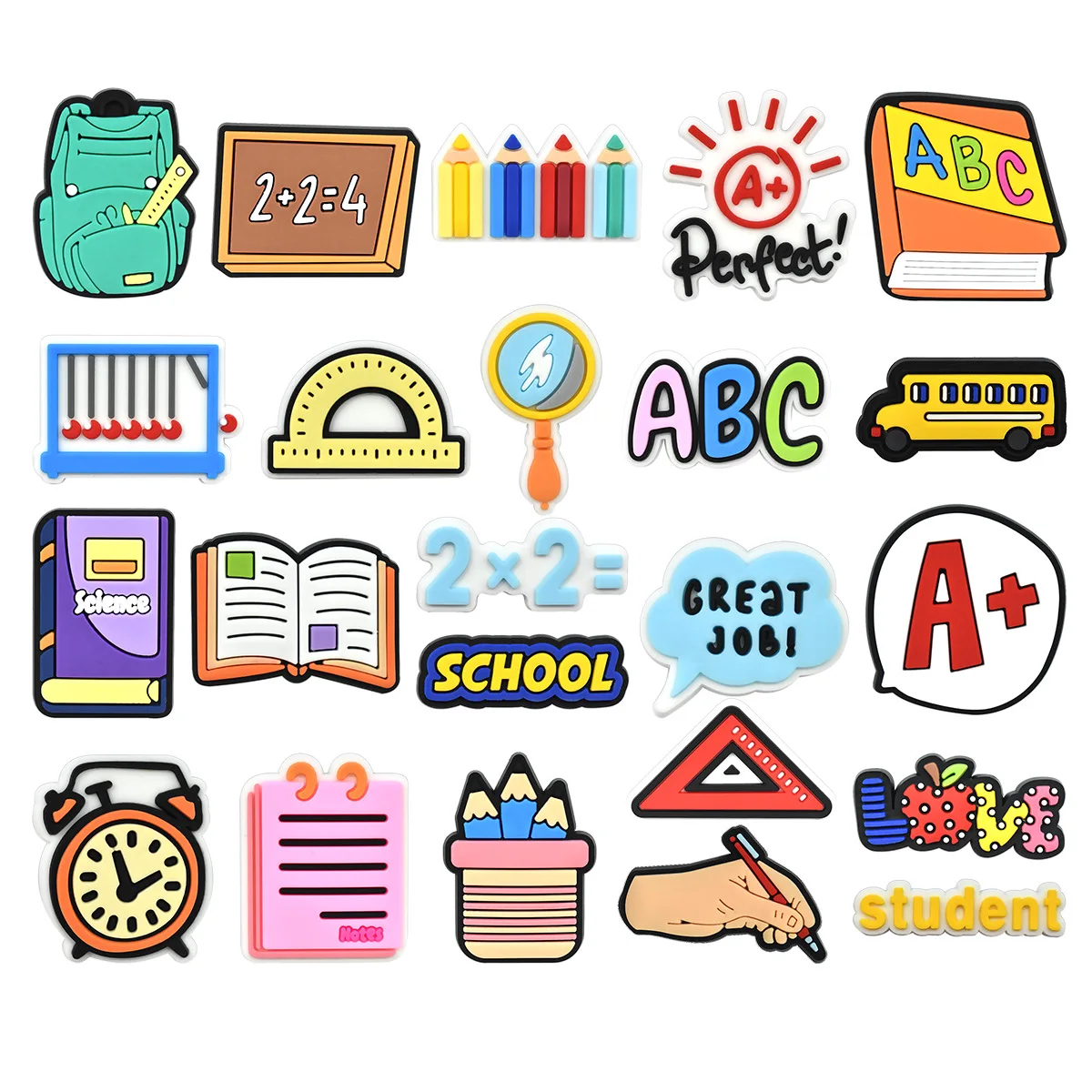 Back School Book Shoe Charms for Crocs Sandals Kids Pins Boy Girls Badges Men Jeans Women Decorations Buckle Shoes Accessories
