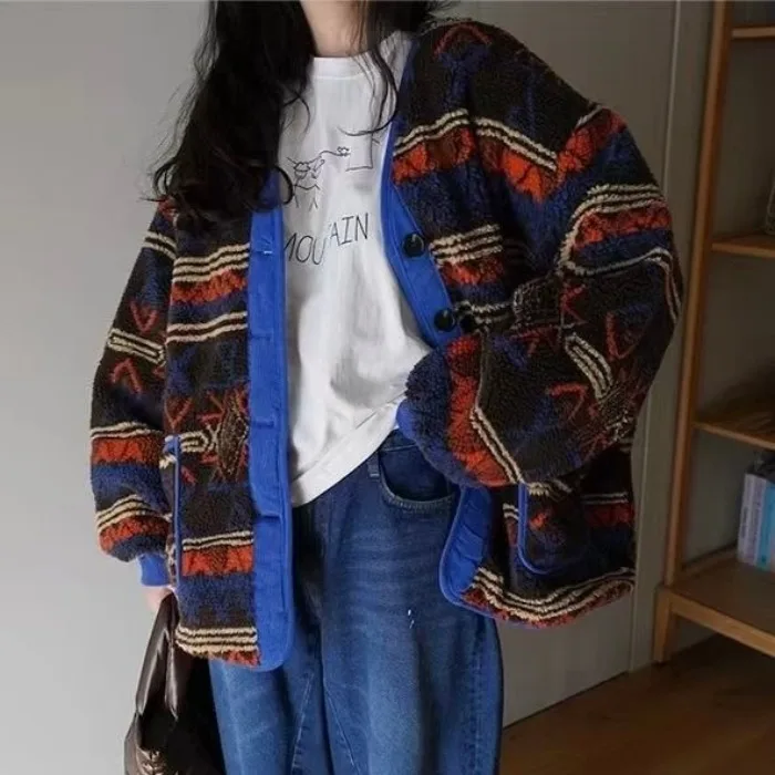 معطف نسائي فضفاض طويل من فراء الضأن من Faionable لخريف وشتاء جديد Sle ريترو شبابي للتخسيس أنيق #1