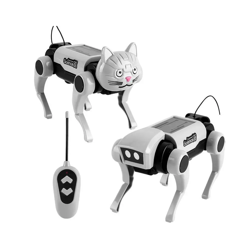 2 IN 1 RC cane meccanico telecomando gatto giocattolo per bambini assemblaggio fai da te scienza Robot elettrico cane gatto modello Set regalo per bambini