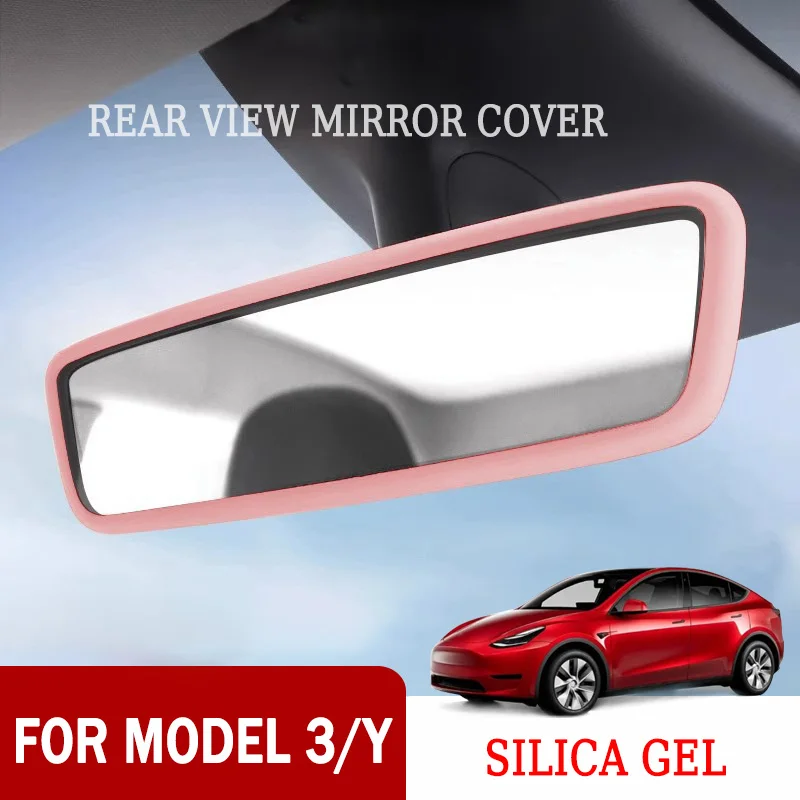 New RearView Mirror Protector Frame For Tesla Model 3 Y Interior Accessories Rearview Mirror Protector Trim Silicone Rubber Case