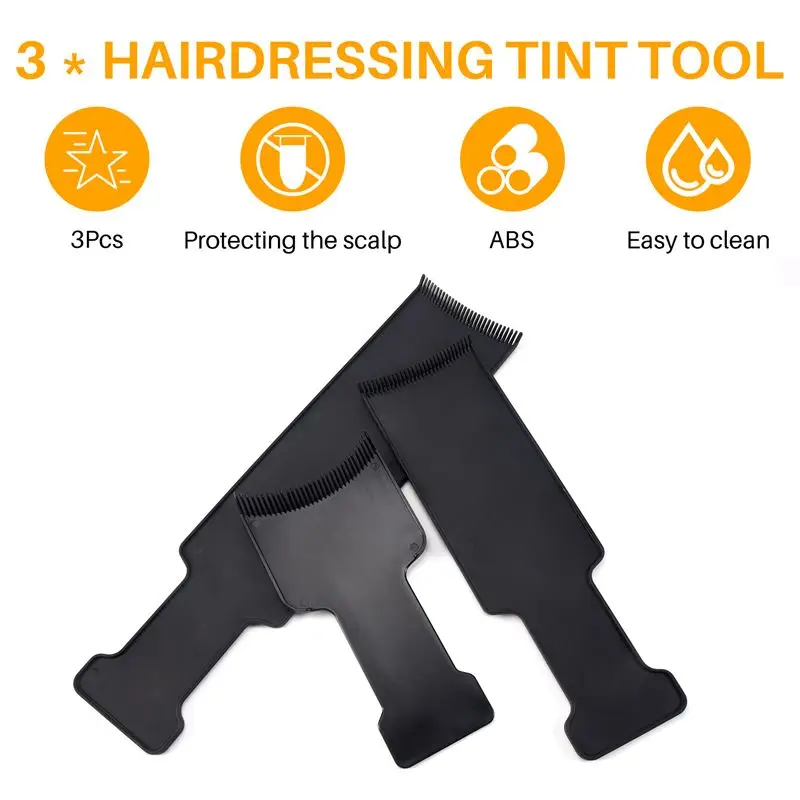 B47B-3Pcs Long Hair Highlighting Sectioning Board Barber Flat Top Paddle Board Comb For Hair Coloring Dyeing DIY Hairdressing Ti