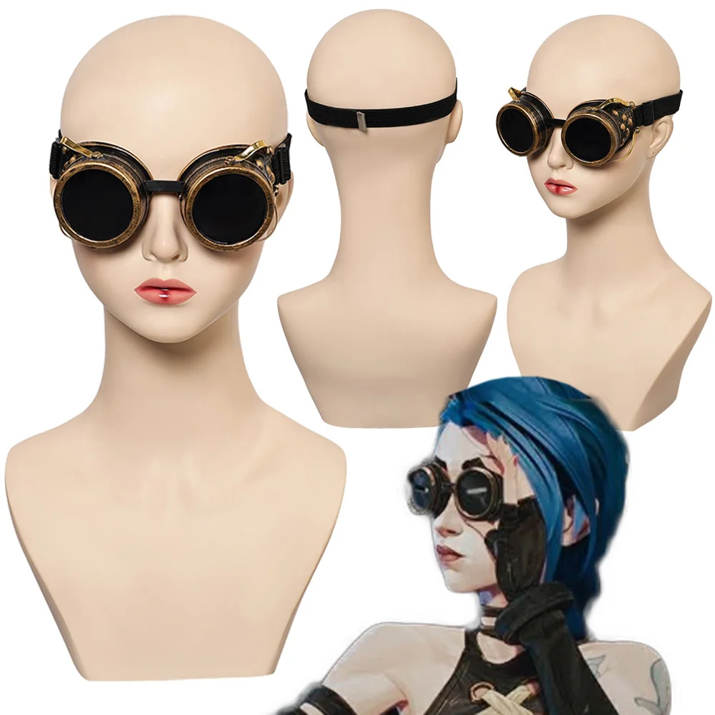 Fancy Arcane Jinx Eye Glasses Goggles For Women 2024 Game LoL TV 2 Cosplay Costume Accessories Woman Roleplay Props Eyewear