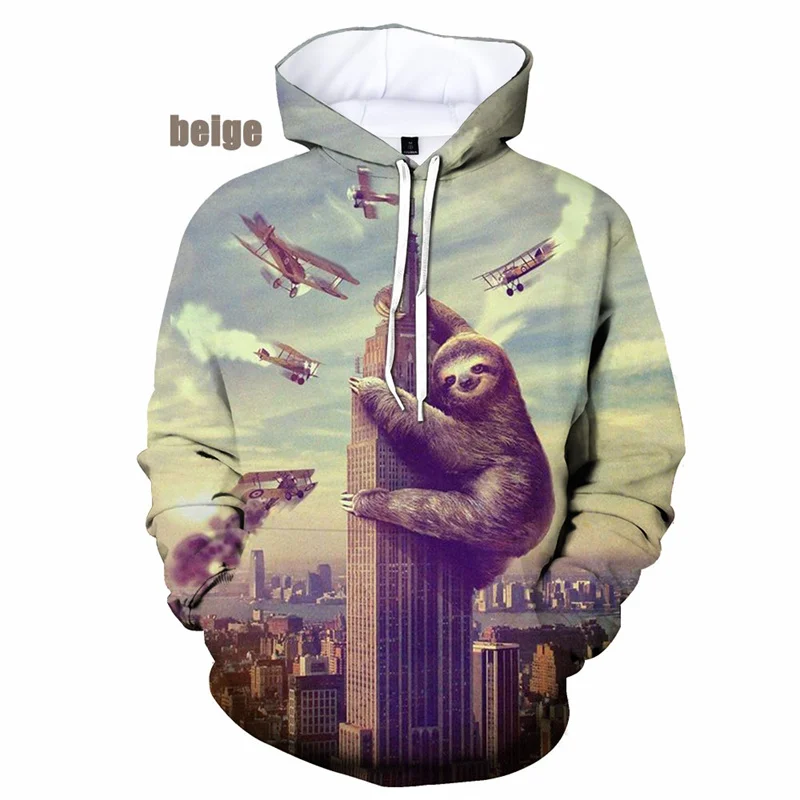 

New 3D Animal Sloth Printing Hoodies For Men Cute Folivora Graphic Hooded Sweatshirts Kid Fashion Funny Pullovers Clothing Tops