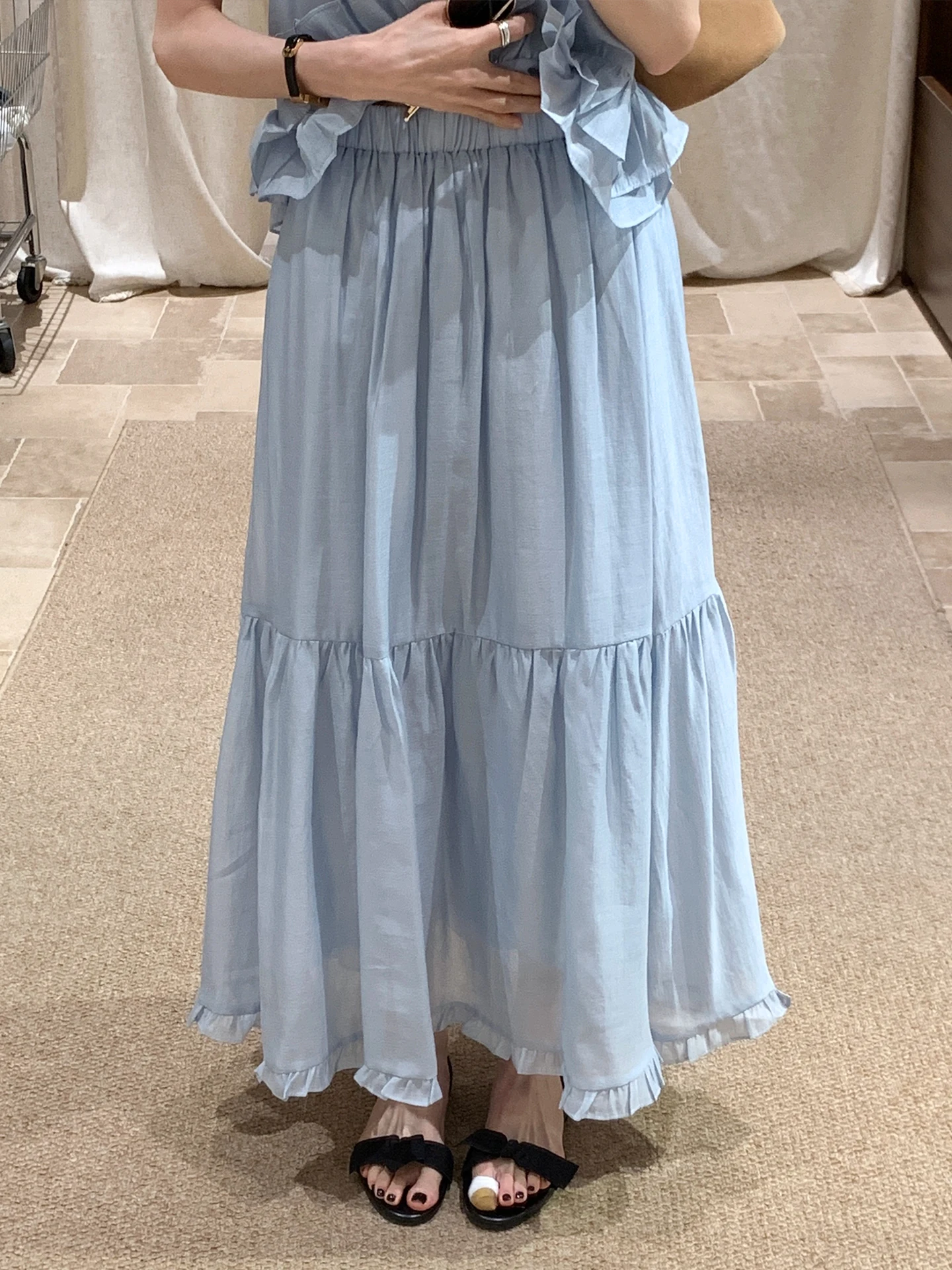 

Синяя плиссированная юбка А-силуэта с высокой талией, женская, в корейском стиле, средней длины, для подружек невесты, бренд BRIVIN, новая летняя модель с эластичной талией