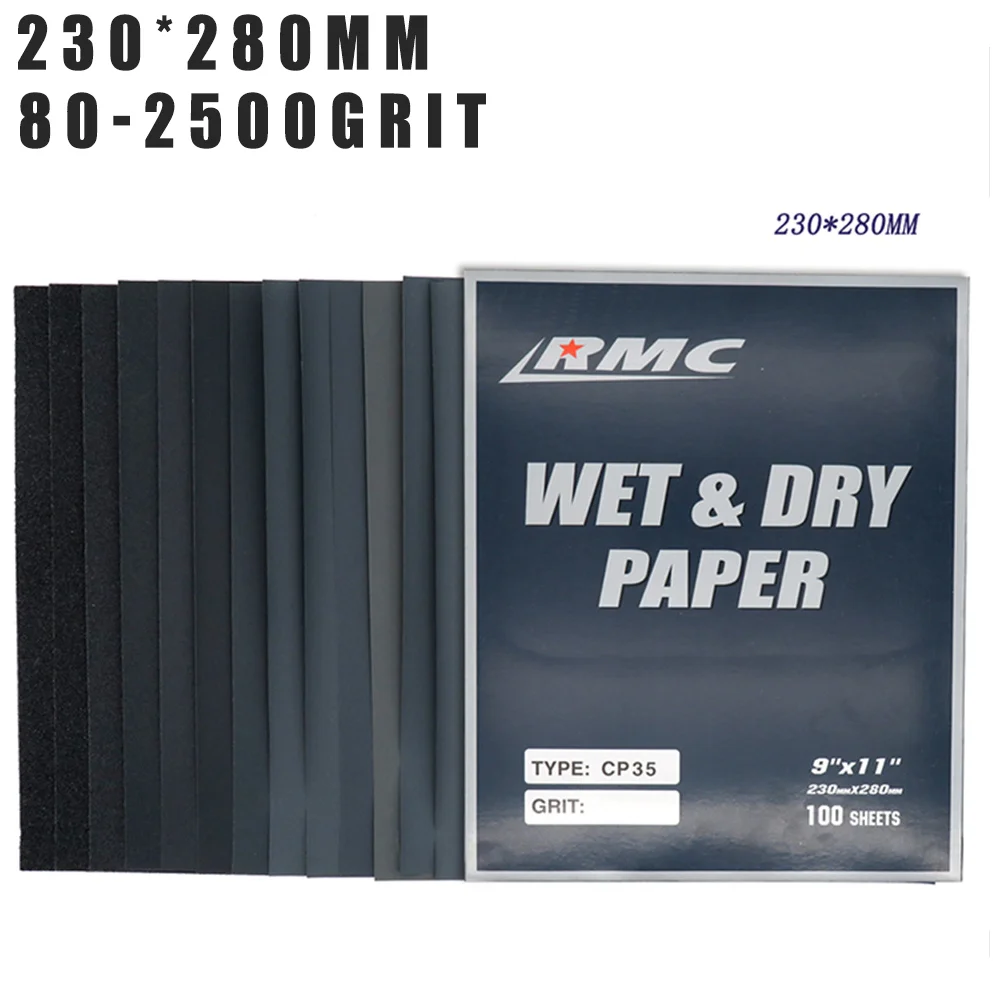 5 Pcs 230x280mm Grit 80 100 150 180 240 280 320 360 400 500-2500 Wet and Dry Sandpaper Polishing Abrasive Waterproof Paper Sheet