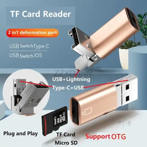 USB Micro SD Card Reader for iPhone TF Memory Card Reader Type C TF Card Reader Micro SD Adapter for Phone Laptop MacBook Galaxy