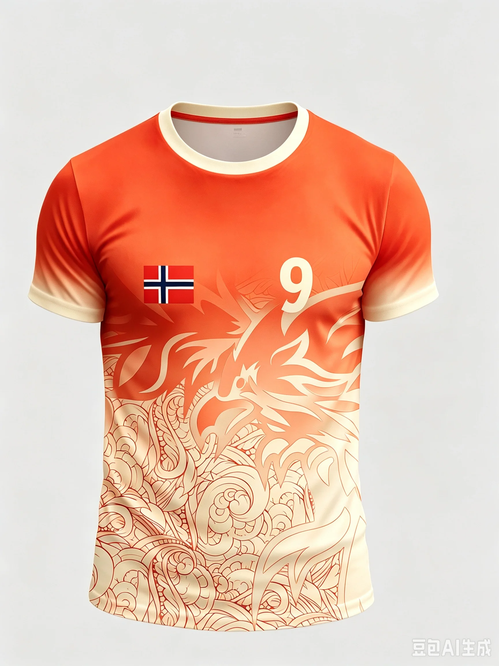 Norway Viking Dragon Football Jersey Men Flag Number 9 Print Short Sleeve T‑Shirt Norwegian National Soccer Fan Sports Tee Tops