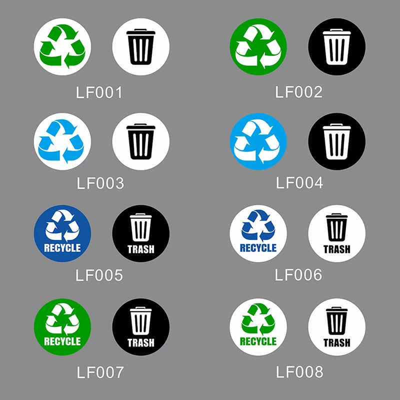 6 Pcs* 5inch PVC Recycle Trash Bin Sticker Vinyl Decals For Label Bins, Containers, Garbage Cans Home Decor