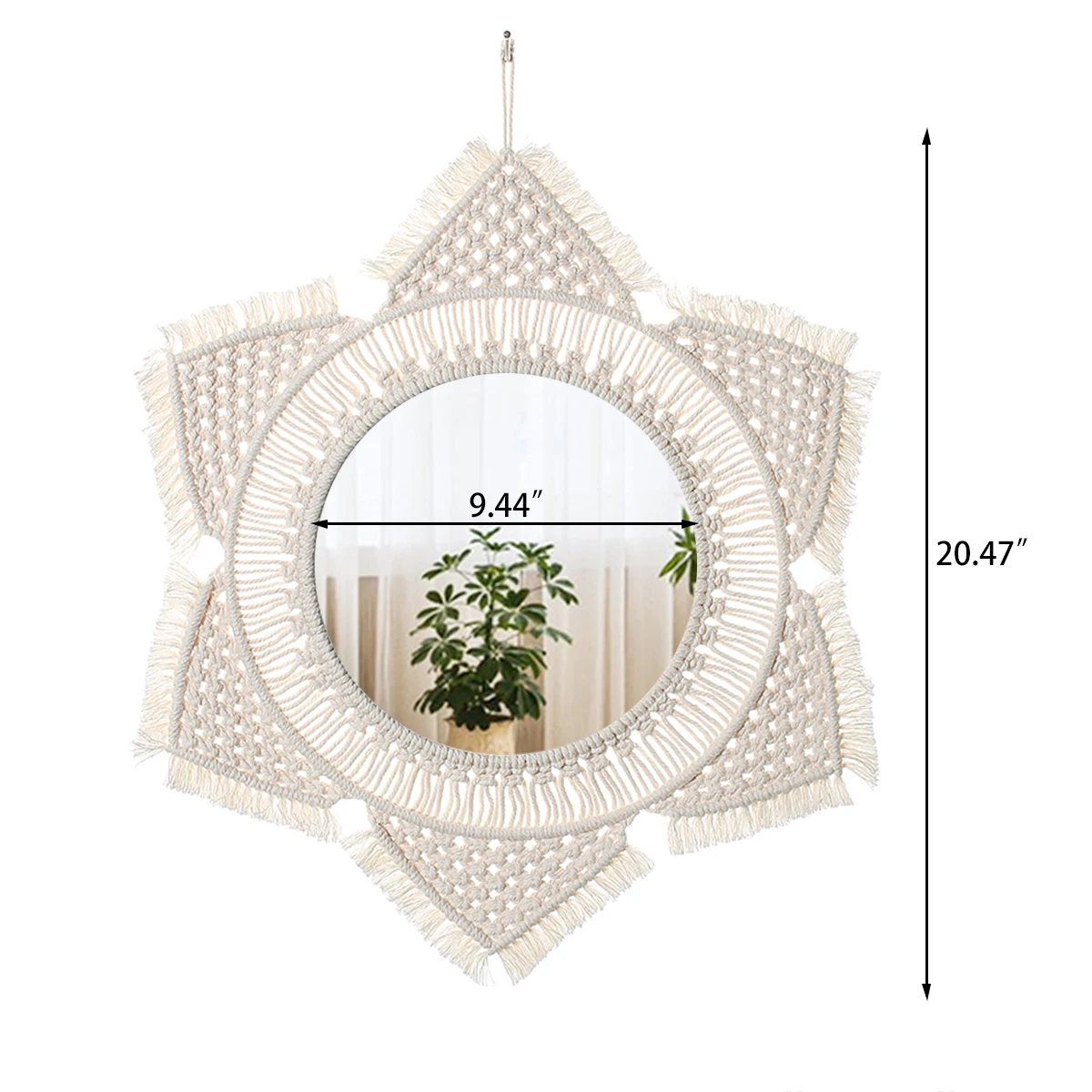 Boho Macrame Runde Spiegel Dekorative Spiegel Ästhetischen Room Decor Hängen Wand Spiegel für Schlafzimmer Wohnzimmer Haus Dekoration