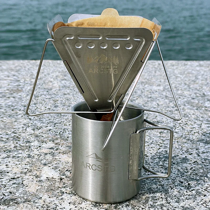 

‌Collapsible Coffee Dripper Stand‌ - Portable Camping Pour Over Brewer For Outdoor Travel, Stainless Steel Filter Holder
