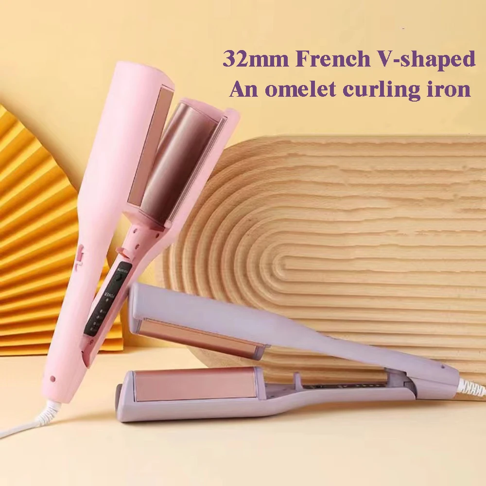 32mm French Hair Curler Wave Professional Egg Roll Hair Curling Iron Corrugated Wavy Styler Fast Heating Volumizing Styling Tool