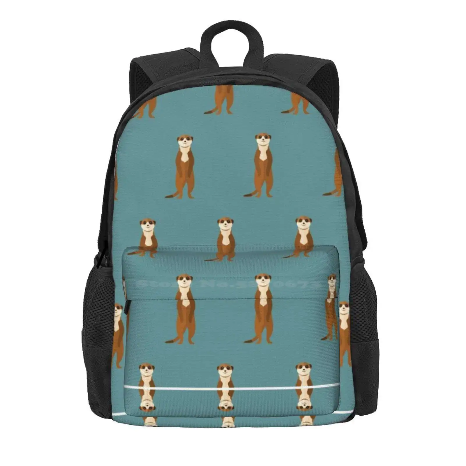 Meerkats All Around Hot Sale Schoolbag Backpack Fashion Bags Graphic Design Pattern Vector Meerkat Animal Safari Savanna Africa