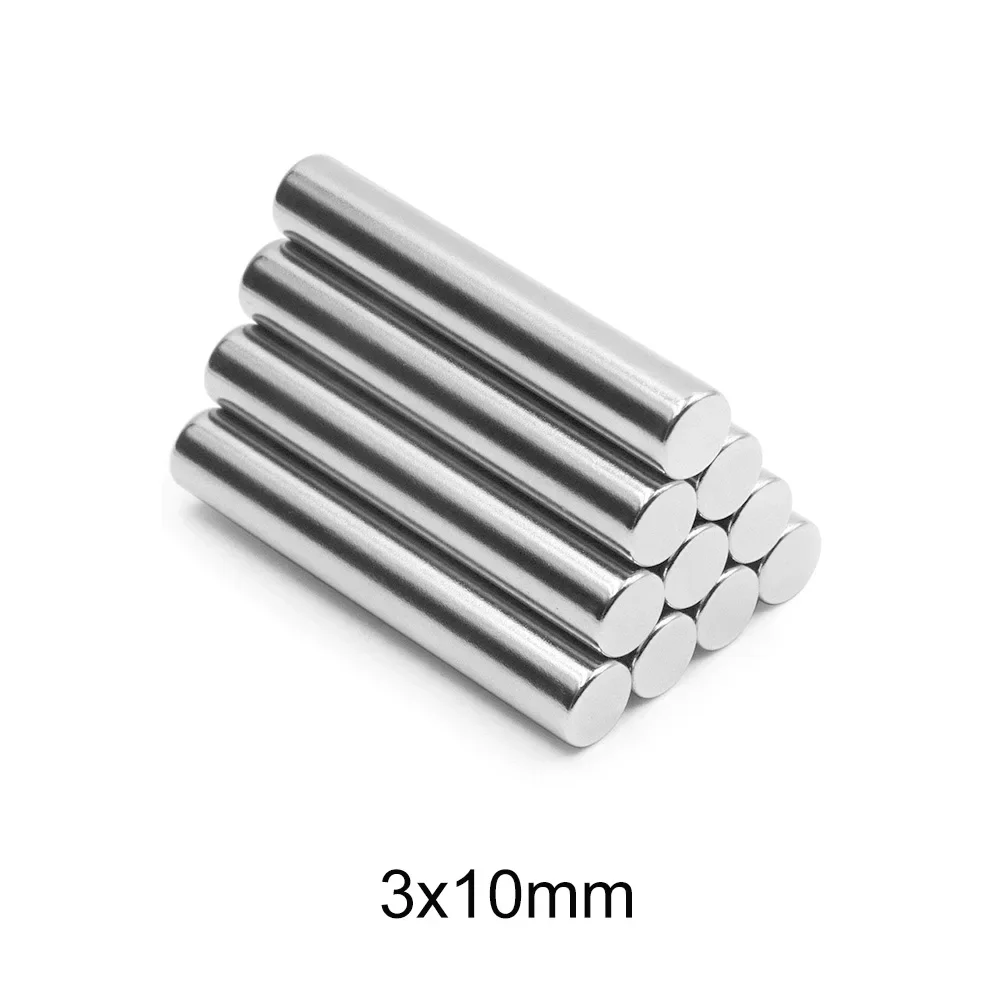 10 ~ 1000 Uds 3x10mm N35 cilindro fuerte imán de tierras raras 3mm * 10mm imanes redondos de neodimio 3x10mm Mini imán pequeño 3*10mm