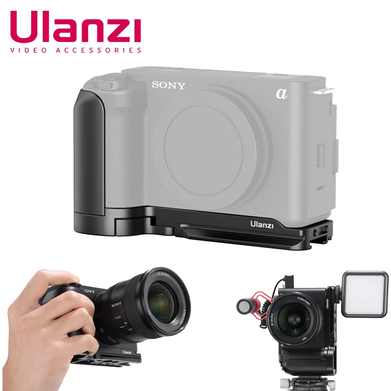 

Ulanzi CA26 Metal Quick Release L Bracket Plate Hand Grip for Sony ZV-E1 DJI Stabilizer 1/4" 3/8" Screw Arca Swiss Sliver Black