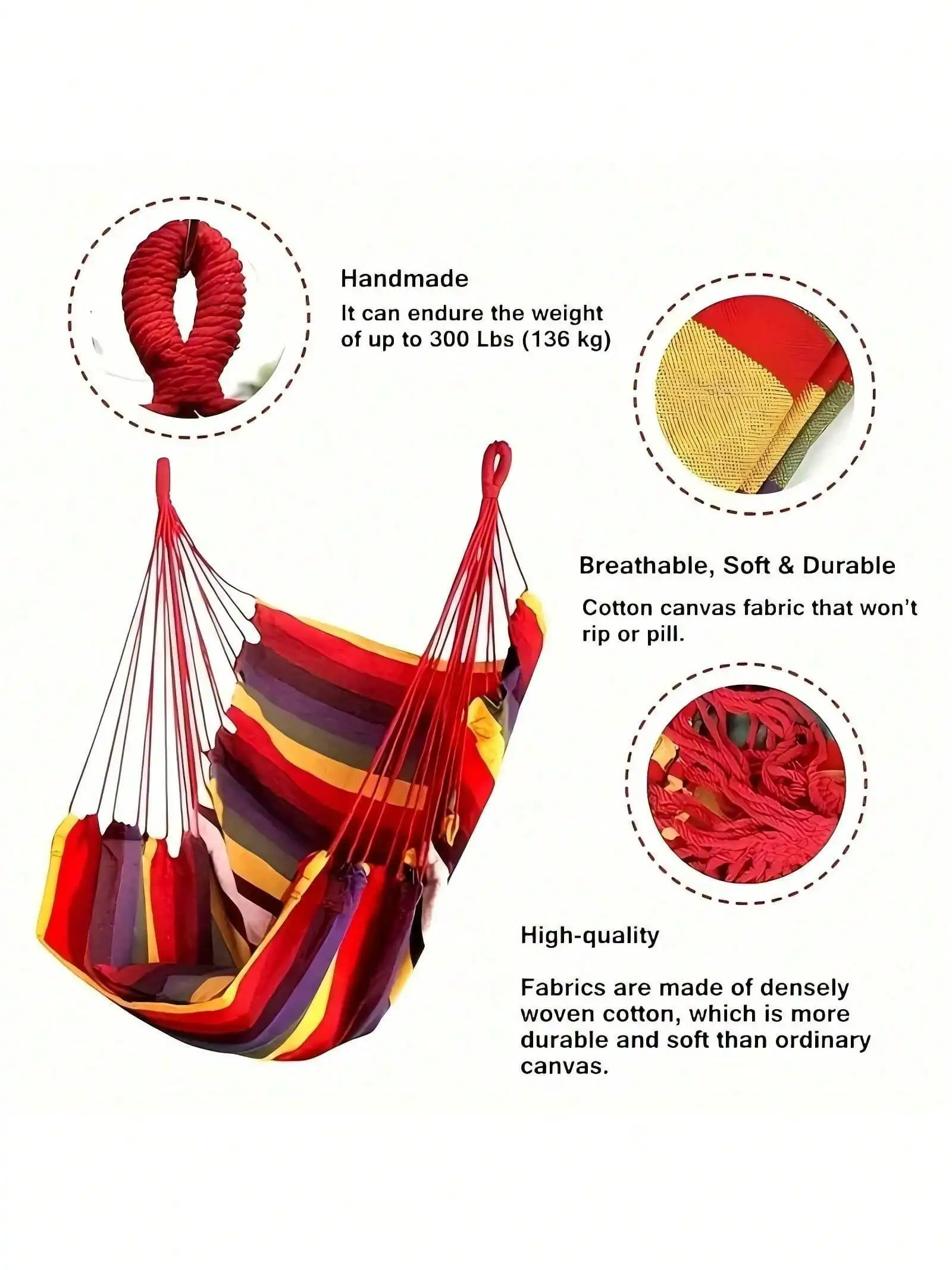أرجوحة خارجية محمولة، كرسي معلق، مع وسادة ناعمة، كرسي معلق من القماش القوي، كرسي معلق مريح ومتين، على شكل حرف V