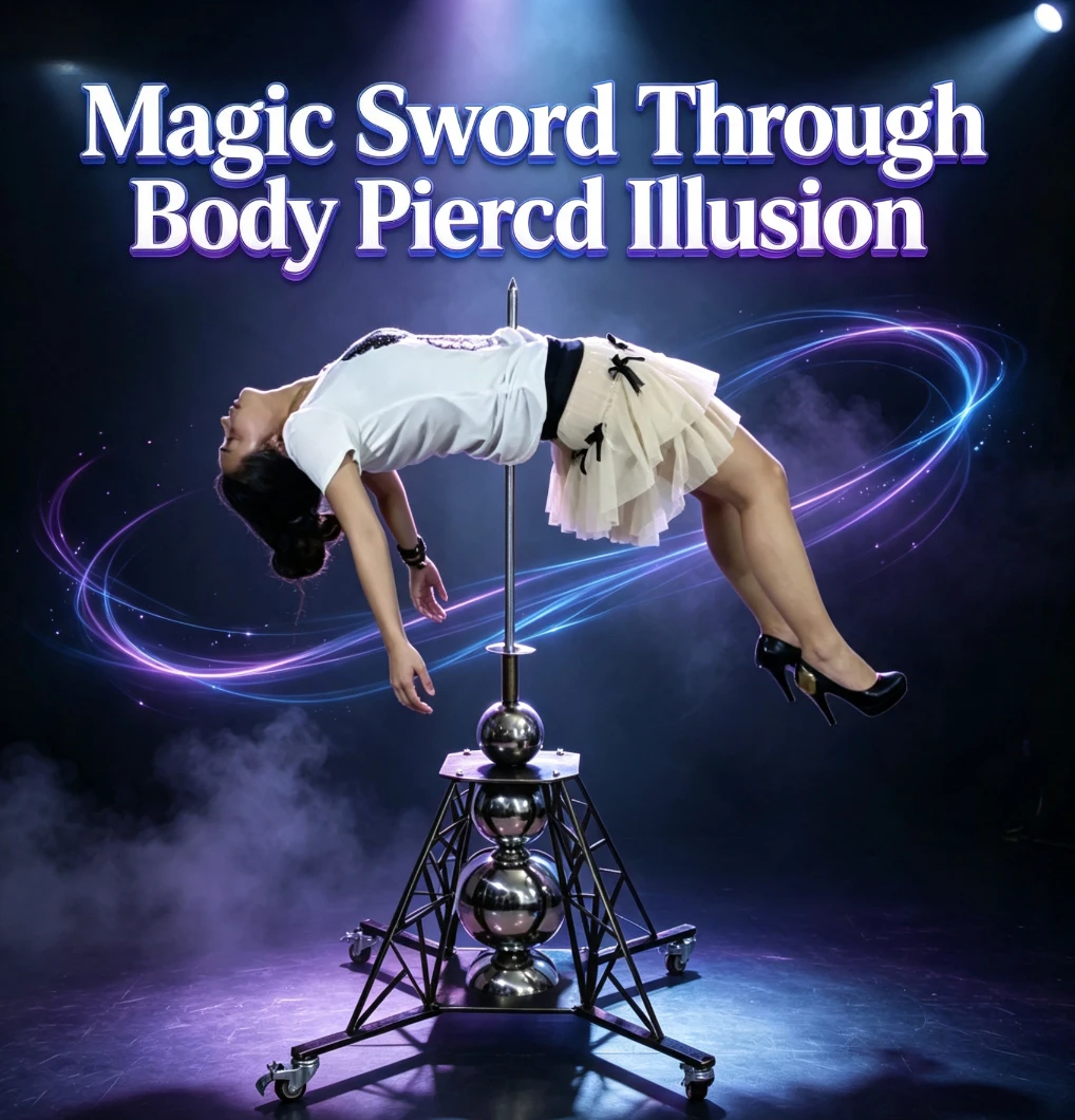 Professional Magic Sword Through Body Piercd Illusion / Impaled Illusion Stage Magic Tricks for Professional Magicians Gimmicks
