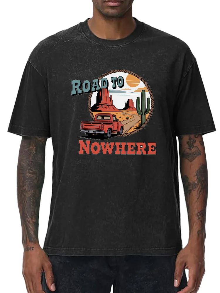 

Travel Around the World Oversized Washed Graphic T-Shirt 100% Cotton Streetwear Tee for Men Vintage Hip Hop Loose Fit Tops